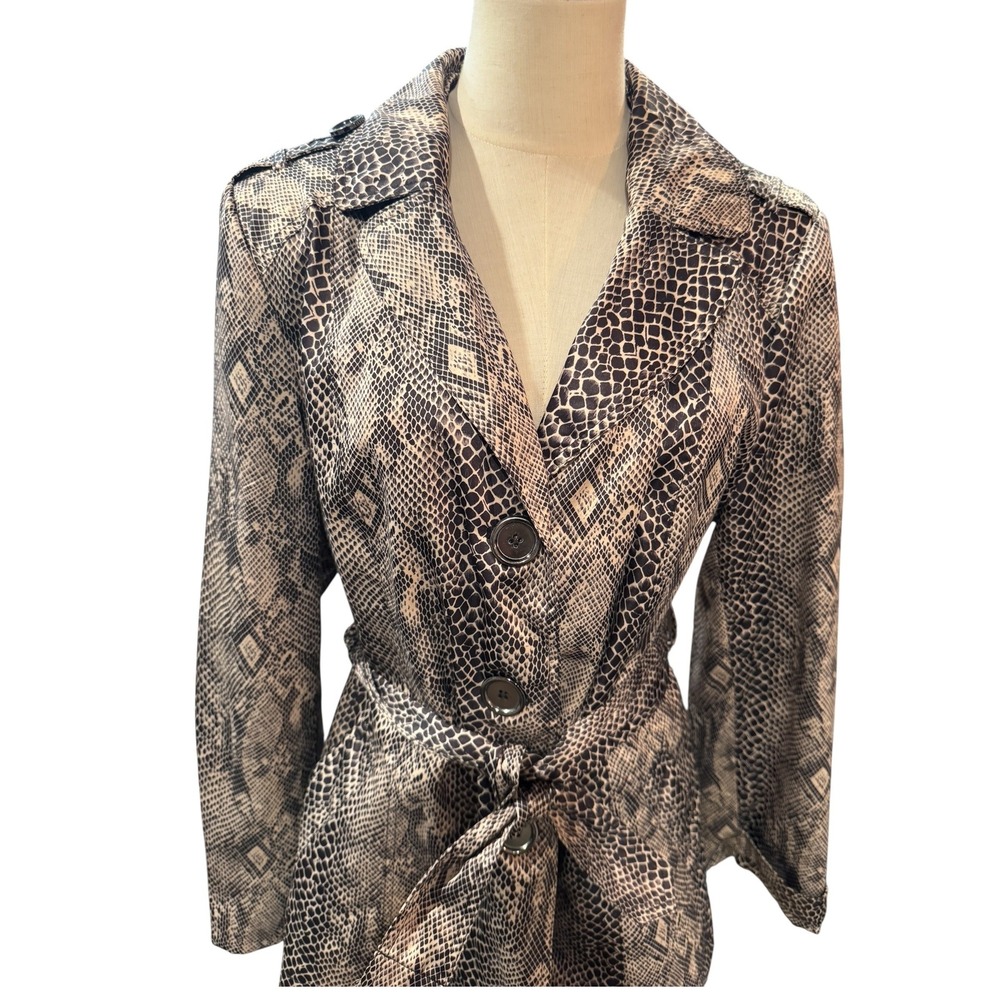 ESPRIT Snake Print Belted Coat Chic Statement Jacket XL Street Style Contempory